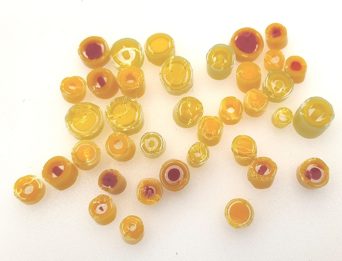 Orange, Red and yellow dots, 96 COE. 40 pieces